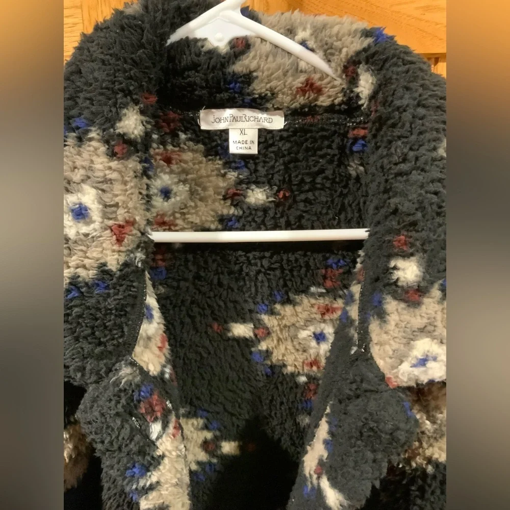 John Richmond Black and Cream Patterned Teddy Jacket - Picture 2 of 3